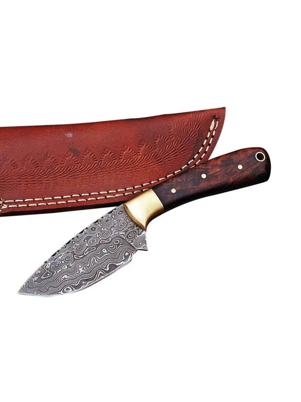 5 Pc Damascus Skinner Knife Set Handmade Hunting Skinning Knives Leather Sheath